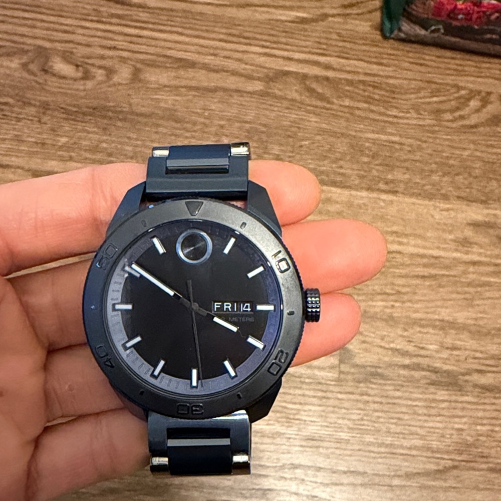 Movado Black Stainless Steel Watch NEVER WORN